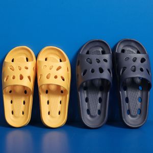 New Home Cheese Slippers Summer Shower Anti slip Hollow Bathroom Leakage Hole Soft Sole Cool Slippers Male EVA