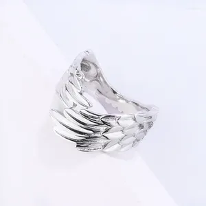 Cluster Rings Fashion Silver Plated Angel Wing Finger Ring 2024 Trend Men Women Adjustable Size Punk Street Party Jewelry