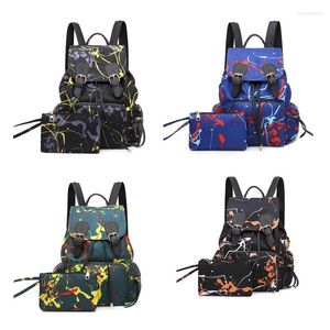 Rucksack Frauen wasserdichte Nylon Graffiti weibliche Taschen Kit Marke Designer Draw String Teenage Girl Backpacks Schule Clutch