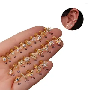 Orecchini per borchie 10pcs/lotto all'ingrosso 1,2 mm 16g piercing in acciaio inossidabile per donne gioielli alla moda labret back zircone auricoicolo auricolare