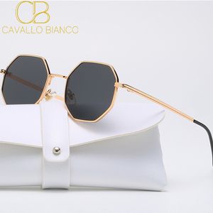 Moda retro güneş gözlüğü klasik metal poligonal güneş gözlüğü güneş gözlüğü sekizgen gözlükleri y2k cavallo bianco