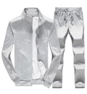 Herbst 2 PCs Set Herren Trailsuit Männer Langarmes Casual Hosen Anzüge Black Grey Sportsuit Tracksuits2225679