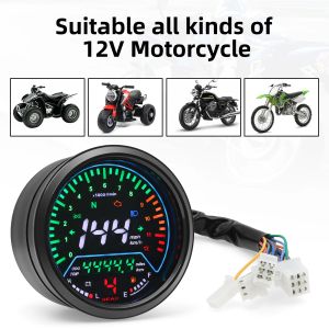 Universal Motorcycle Digital Speedometer Tachometer Fuel Gauge Dashboard Instrument Panel Meter LCD Display Turn indicator Light