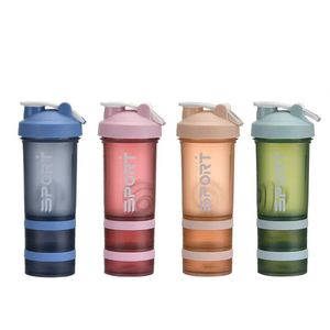 3 Katman Spor Protein Shaker Şişeleri 450ml Karıştırma Balo Kupası BPA Ücretsiz Plastik Sevimli İçecek Su Şişesi EDC Taşınabilir 240409