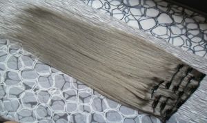 8st Gray Hair Extensions Clip in Hair Extensions 100g Brasiliansk jungfrulig klipp i mänskliga hårförlängningar9186838