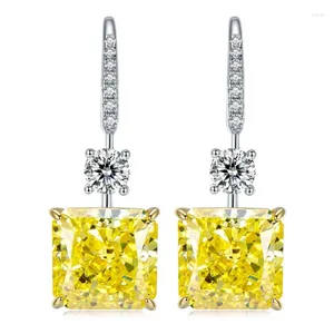 Stud Earrings S925 Silver Ear Studs Minimalist 10 Flower Cut High Carbon Diamond Yellow Fashion Versatile Earring Jewelry