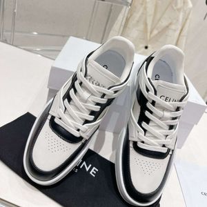 2024 New Triumphal Arch Panda Leisure Sports Men's and Women's Board Genuine Leather Round Head Couple's Little White Shoes