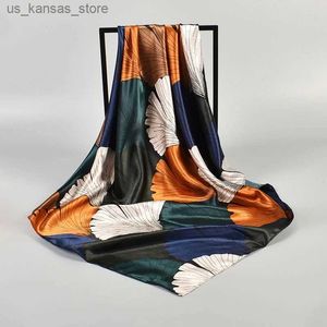 Schals Frauen 2024 Design Square Headscarf Die vier Saisons beliebte Schals neue Modell Sonnenschutz Seiden Hijab Fashion 90x90 cm Strandschals240409