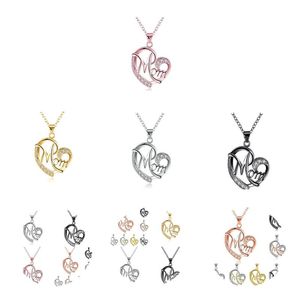 Pendant Necklaces Pendants Jewelry Diamond Peach Heart Mothers Day Gift Family Daughter Sister Crystal Necklace Drop Delivery 2021 Otjh7