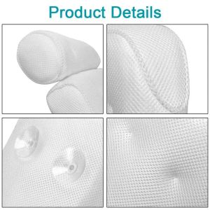 Bath Tub Pillows 3D Mesh Bathtub Spa Head Rest Non-Slip Ergonomically Bathtub Support Neck, Head and Back Bathroom Supply