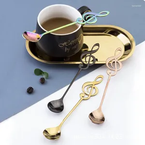 Skedar 1pc Musical Notes Coffee Spoon 304 Rostfritt stål Stål Cup Music Stick Ice Cream Kitchen Tool Accessories