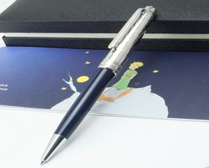 Luxury Quality Montt Blank Le Petit Prince Rollerball Ballpoint Silver Metal Cap with Deep Blue Precious Resin Barrel Pen for8290525