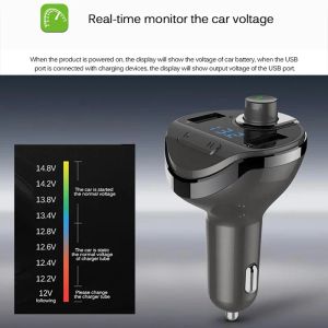 Chargers T20 Bluetooth Music Player FM Sändar Modulator Car Kit med 2.1A USB Car Charger Support U Disk/TF Card Music Play