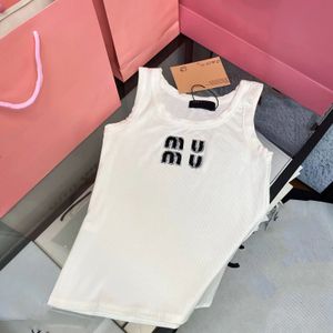 Womamui Mui T Shirt Women's T Shirt Designer Tee Summer Miui Nail Bead Letter Heavy Industry Tight Fitting Vest New Slimming Suspender Bottom Sleevel Top Mui 155