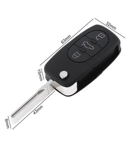 433MHz 3 Düğmeler Anahtarsız kesilmemiş flip uzaktan anahtar fob ile ID48 çipi ile 4D0837231K Audi A6 TT Eski Modeller Key10W5407337