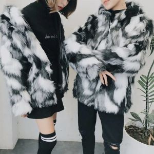 2024 Winter Warm Plus Fleece Faux Fur Fox Fur Casual Mens Hooded Jacket Thick Boutique Fashionable Male Slim Coats Size 5XL New