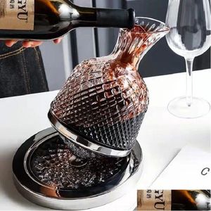 Bar Tools 1500Ml Creativity Crystal Glass Cup Rotation Tumbler Wine Aerator Decanter For Glasses Mug Creative Gifts Drop Delivery Ho Dhlx0