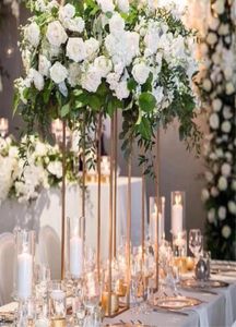 10PCS Gold Flower Vase Floor Vases Column Stand Metal Road Lead Wedding Centerpiece Flower Rack For Event Party Decoration6968864