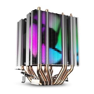 Kuddar CPU Air Cooler 6 Värmeledningar Twintower kylfläns med 90 mm Rainbow LED -fläktar för 775/1150/1155/1156/1366