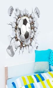 Kreatywny piłka nożna pęknięta 3D Widok dekoracyjne naklejki ścienne dla dzieci chłopców dekoracje pokój domowy domek Pvc Decor Mural Decals5739972