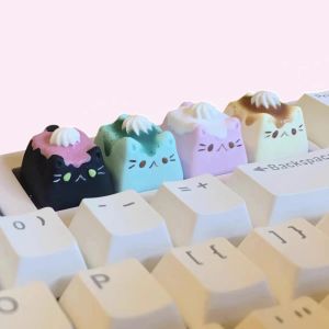 Zubehör cremige Katzen benutzerdefinierte Keycap -Persönlichkeit Süßes Cartoon handgefertigte Tonschlüsselkaps für mechanische Tastatur Kirsch MX Switch