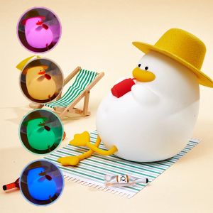 Lumo Light Night USB Light ricaricabile ricaricabile RGB Silicone morbido carino Duck Animal Light Creative Children Decorazione della camera da letto per vacanza