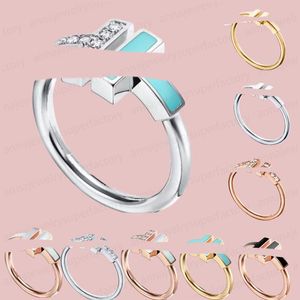 Anelli di nozze a doppia t di lusso classici per donne uomini processi belli 925 anello di design lettere in argento sterling con accessori per la moda diamanti regalo di fidanzamento