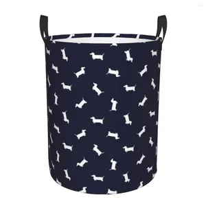 Bolsas de lavanderia Dachshund Padrões de desenhos animados cestam roupas grandes de armazenamento cesto de salsichas de salsicha brinquedos de cachorro bin para berçário