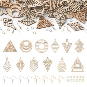 DIY Geometria Kolczyka Making Kit Unpyed Natural Tople Wood Wendanci Urolowe kolczyki Haczyki Jum