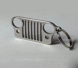 Högkvalitativ nyckelring Keyring Rostfritt stål Grill Key Chain Keychain för Jeep Grill Key Ring CJ JK TJ YJ XJ NEW7612307