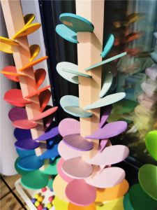 High Quality Rainbow Music Sounding Trees Wooden Petals Assembly and Marble Run Balls Tracking Kids Educational Toys