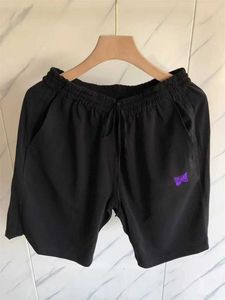 Men's T-Shirts 23SS New Fasion Black Needles AWGE Shorts Men Women Embroidered Butterfly Summer Style Pocket Shorts J240409