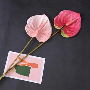 Flores decorativas Anthurium Fake Lightweight Home Green Plant Decoration Nonfating Flower Flower Artificial para sala de estar