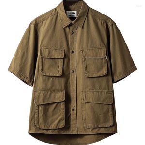 Camisas casuais de camisa casual de mangas curtas Multi-Pockets Militares Tatical Outdoor Vintage Roupas
