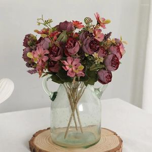 Symulacja kwiatów dekoracyjnych Rose 5 widelców z łodygiem sztuczny realistyczny wystrój ślubny Faux Flower Branch Dekoracja domu
