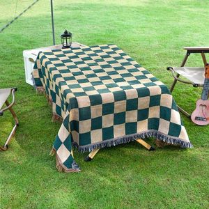 Wandteppiche Freizeit Retro Checkerboard Plaid Sofa Deckel Strickwurf Deckenstuhl Tischbodenboden Teppich Nickerchen Schalbettspannung HomEdecor