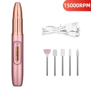 Exercícios 15000rpm Máquina de perfuração de unhas elétricas para Manicure Pedicure USB Penn Pen Manicure Tool Tool portátil File Milling Cutter