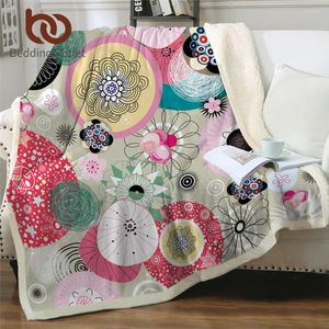 Blankets BeddingOutlet Floral Pink Blanket Abstract Art Sherpa Fleece Colorful Flowers For Beds Girly Bedding 150x200cm