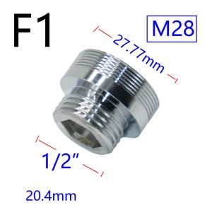 Silver 1/2" To M16 M18 M24 M28 Male Female Thread Connector Brass Water Saver Tap Adapter For Bathroom Kitchen Faucet Fittings