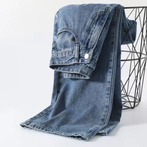 High Waisted Straight Denim Jeans for Women's New Loose Wide Leg Hole High Street Ruined Pants