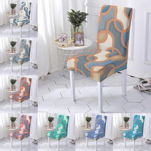 Chair Covers Elastic Cover Striped Pattern Printed Stretch Slipcovers Seat Protector Case For Dining Room Party El Kitchen 1PC