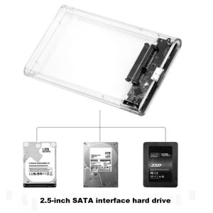 Harici HD Durum 2.5 SATA - USB - 3.0 5GBPS Şeffaf Taşınabilir Harici Sabit Sürücü 2.5 PC Disk SSD Kutusu Q1 J17