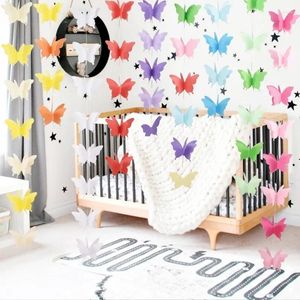 Party Decoration 3D Paper Butterfly Garland Buntings for Wedding Birthday Festival Diy Banner Hanging Decorations Children's Bedroom Decor