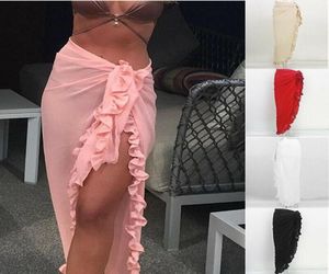 Skirts Fashion Casual Solid Womens Swim Wear Bikini Cover Up Sheer Beach Midi Wrap Skirt Sarong Pareo Sexy Clubwear4884623