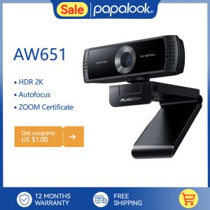 Webbkameror AUSDOM AW651 HDR 2K Webcam Business Computer Autofocus Camera 1080p 60fps med dubbla brusavbrott för videokonferenser