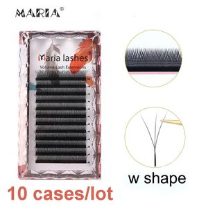 Maria 10 casi 3d w etichetta private all'ingrosso ciglia russe cluster e facile volume ventilatore ciglia Extension y Mix False Mink Makeup 240403