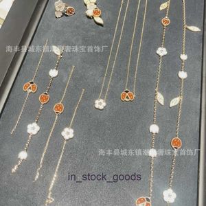 High grade Designer necklace vancleff for women CNC Precision High Edition White Fritillaria Ladybug Bracelet Plum Blossom Necklace Womens Thick Plating 18k Gold