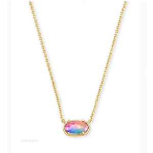 2024 Designer Kendrascott Jewelry Fashion Accessory Ksgrayson Light Gold Watercolor Glass Necklace Short Necklace Collarbone Chain