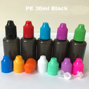 収納ボトルデザインPE 30ml白黒の空のジュースプラスチックドロッパーと子供用プルーフキャップ長い薄いヒント