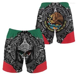 Men's Shorts Mexico Flag 3D Printed Aztec Beach Men Outdoor Sports Surfing Board Summer Casual Swim Trunks Street Short Pants